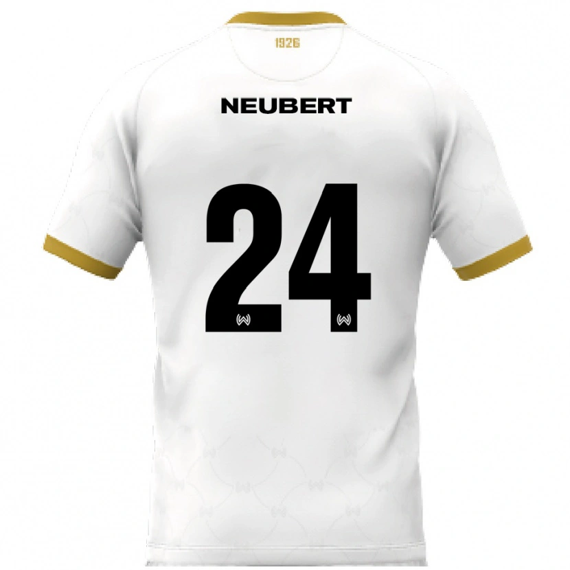 Danxen Kvinder Tim Neubert #24 Hvid Guld Udebane Spillertrøjer 2025/26 Trøje T-Shirt