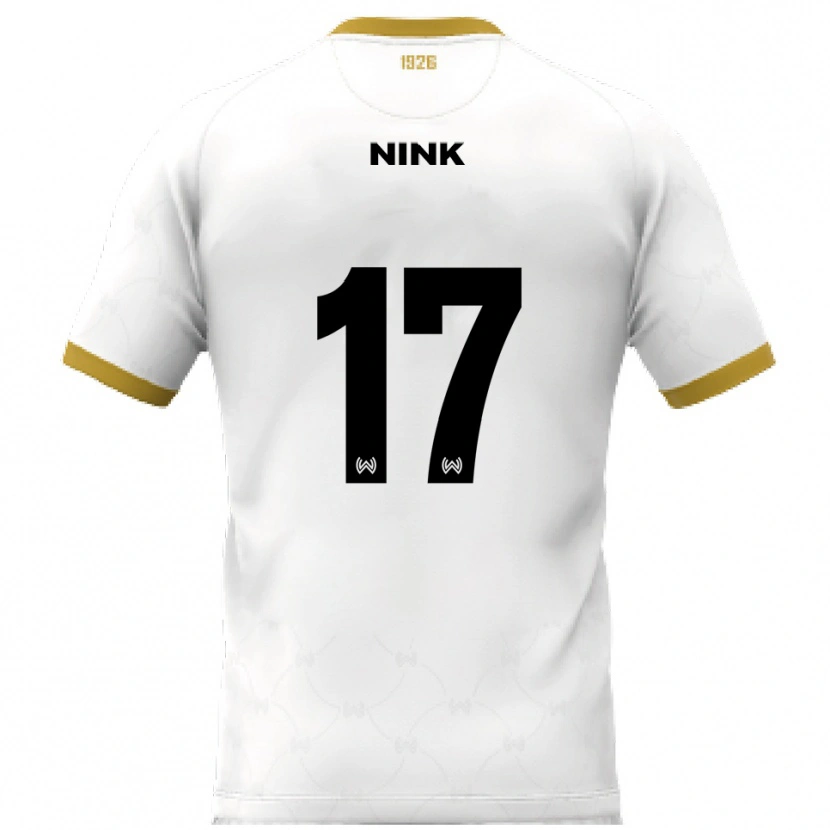 Danxen Kvinder Ben Nink #17 Hvid Guld Udebane Spillertrøjer 2025/26 Trøje T-Shirt