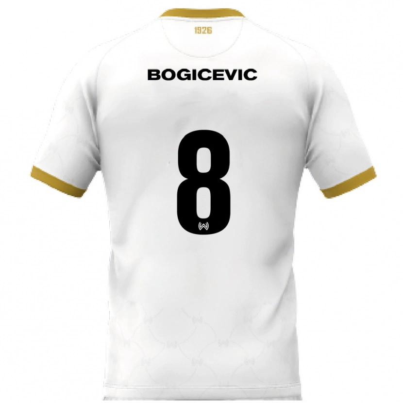 Danxen Kvinder Donny Bogicevic #8 Hvid Guld Udebane Spillertrøjer 2025/26 Trøje T-Shirt
