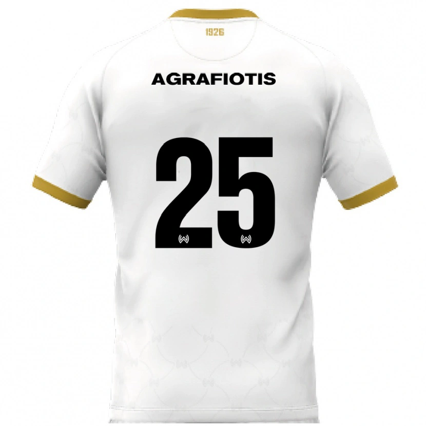 Danxen Kvinder Nikolas Agrafiotis #25 Hvid Guld Udebane Spillertrøjer 2025/26 Trøje T-Shirt