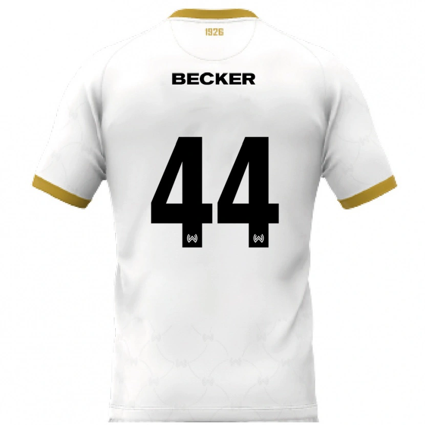 Danxen Kvinder Jan Becker #44 Hvid Guld Udebane Spillertrøjer 2025/26 Trøje T-Shirt