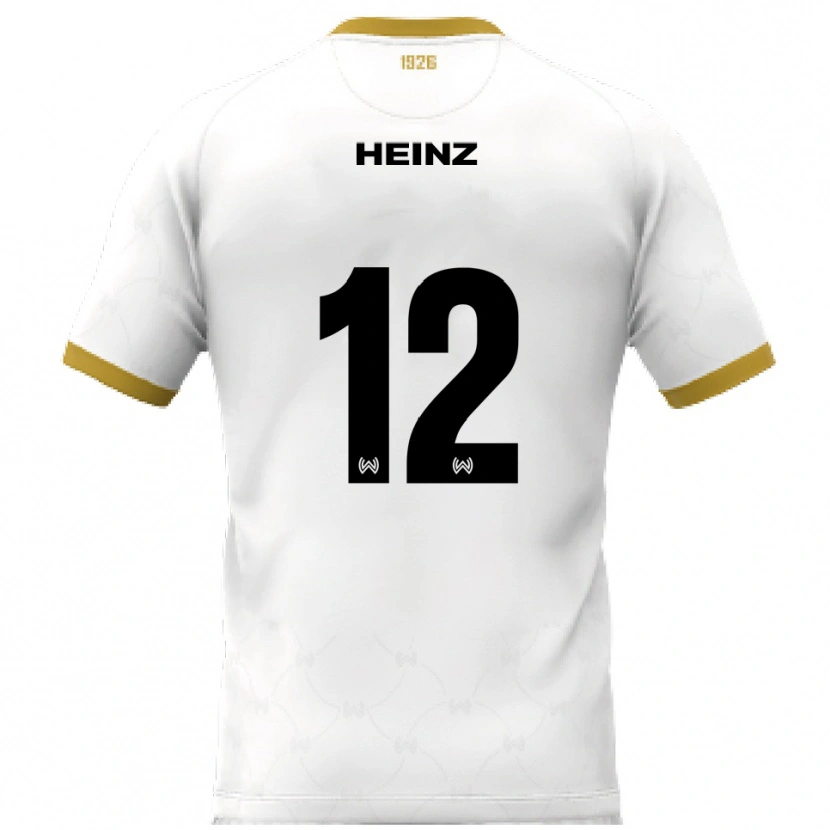 Danxen Kvinder Lewin Heinz #12 Hvid Guld Udebane Spillertrøjer 2025/26 Trøje T-Shirt
