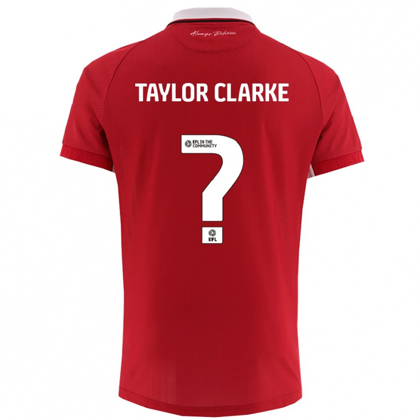 Danxen Børn Omar Taylor-Clarke #0 Rød Hvid Hjemmebane Spillertrøjer 2025/26 Trøje T-Shirt