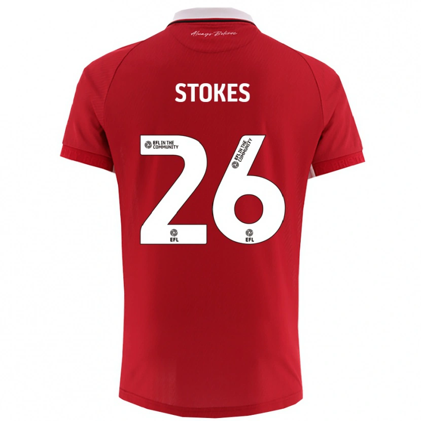 Danxen Børn Josh Stokes #26 Rød Hvid Hjemmebane Spillertrøjer 2025/26 Trøje T-Shirt