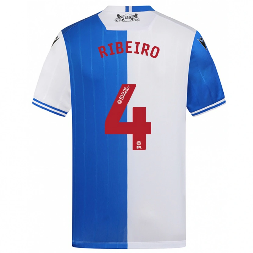 Danxen Børn Yuri Ribeiro #4 Blå Hvid Hjemmebane Spillertrøjer 2025/26 Trøje T-Shirt