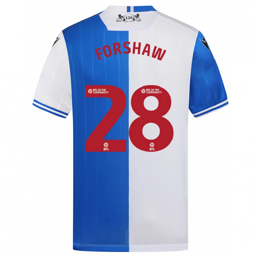 Danxen Børn Adam Forshaw #28 Blå Hvid Hjemmebane Spillertrøjer 2025/26 Trøje T-Shirt