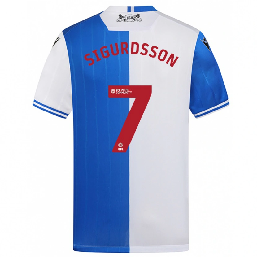 Danxen Børn Arnór Sigurdsson #7 Blå Hvid Hjemmebane Spillertrøjer 2025/26 Trøje T-Shirt