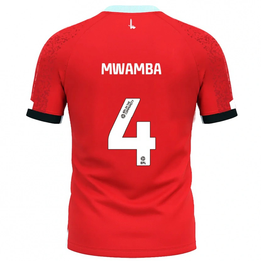 Danxen Børn Alan Mwamba #4 Rød Hvid Hjemmebane Spillertrøjer 2025/26 Trøje T-Shirt