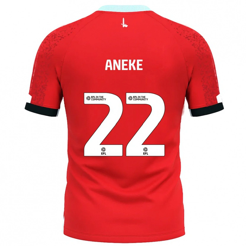 Danxen Børn Chuks Aneke #22 Rød Hvid Hjemmebane Spillertrøjer 2025/26 Trøje T-Shirt
