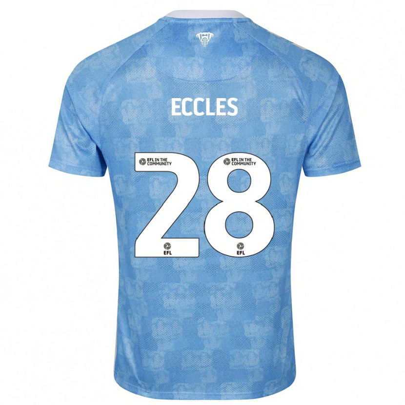 Danxen Børn Josh Eccles #28 Himmelblå Hvid Hjemmebane Spillertrøjer 2025/26 Trøje T-Shirt