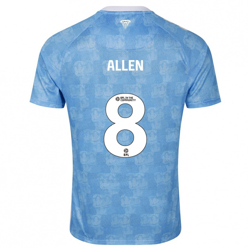 Danxen Børn Jamie Allen #8 Himmelblå Hvid Hjemmebane Spillertrøjer 2025/26 Trøje T-Shirt