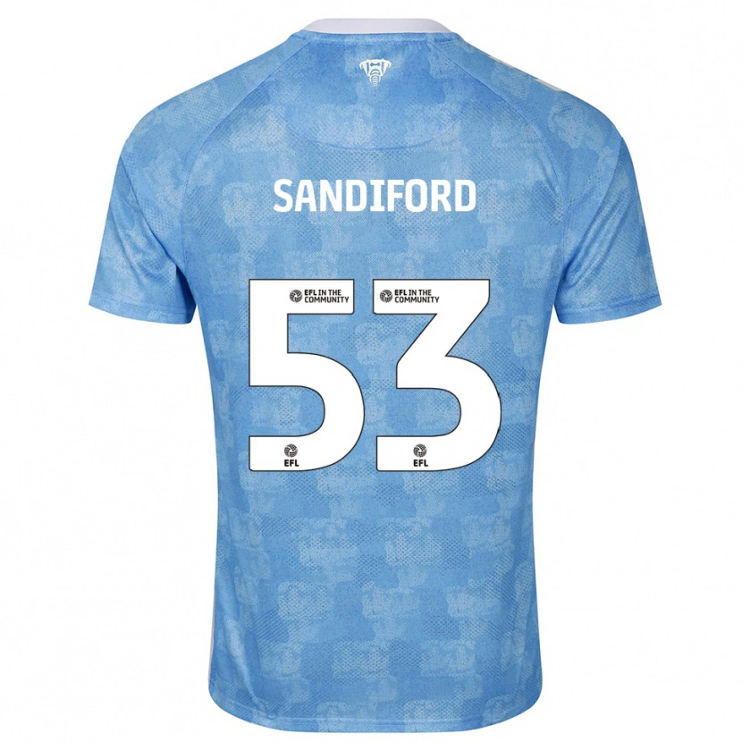 Danxen Børn Greg Sandiford #53 Himmelblå Hvid Hjemmebane Spillertrøjer 2025/26 Trøje T-Shirt