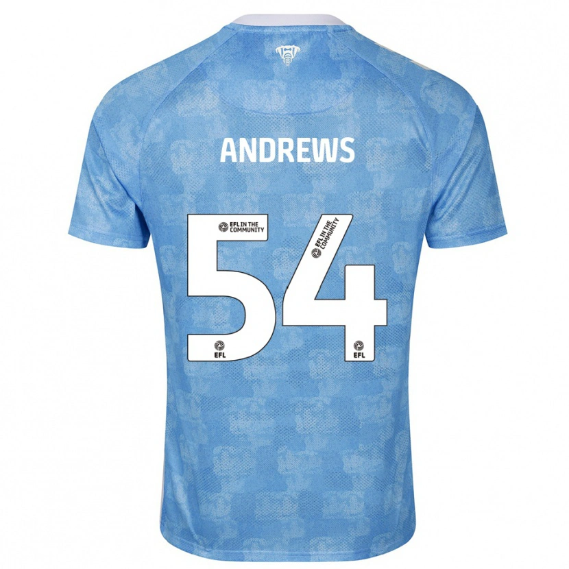 Danxen Børn Kai Andrews #54 Himmelblå Hvid Hjemmebane Spillertrøjer 2025/26 Trøje T-Shirt