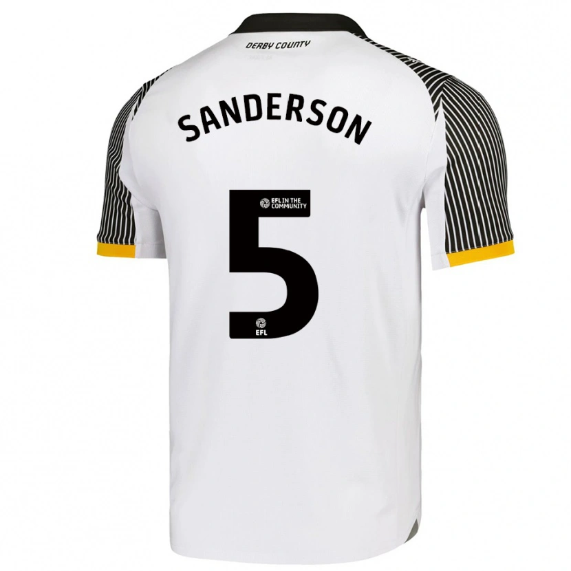 Danxen Børn Dion Sanderson #5 Hvid Sort Hjemmebane Spillertrøjer 2025/26 Trøje T-Shirt