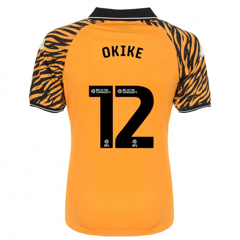 Danxen Børn Calvin Okike #12 Orange Sort Hjemmebane Spillertrøjer 2025/26 Trøje T-Shirt