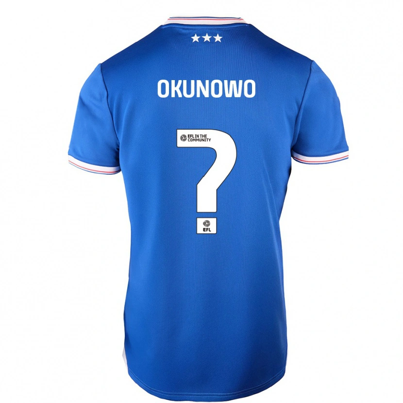 Danxen Børn Emmanuel Okunowo #0 Blå Hvid Hjemmebane Spillertrøjer 2025/26 Trøje T-Shirt