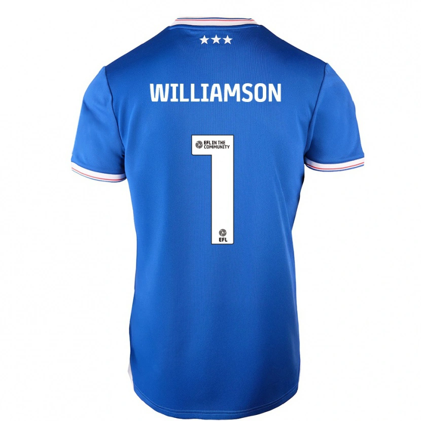 Danxen Børn Woody Williamson #1 Blå Hvid Hjemmebane Spillertrøjer 2025/26 Trøje T-Shirt