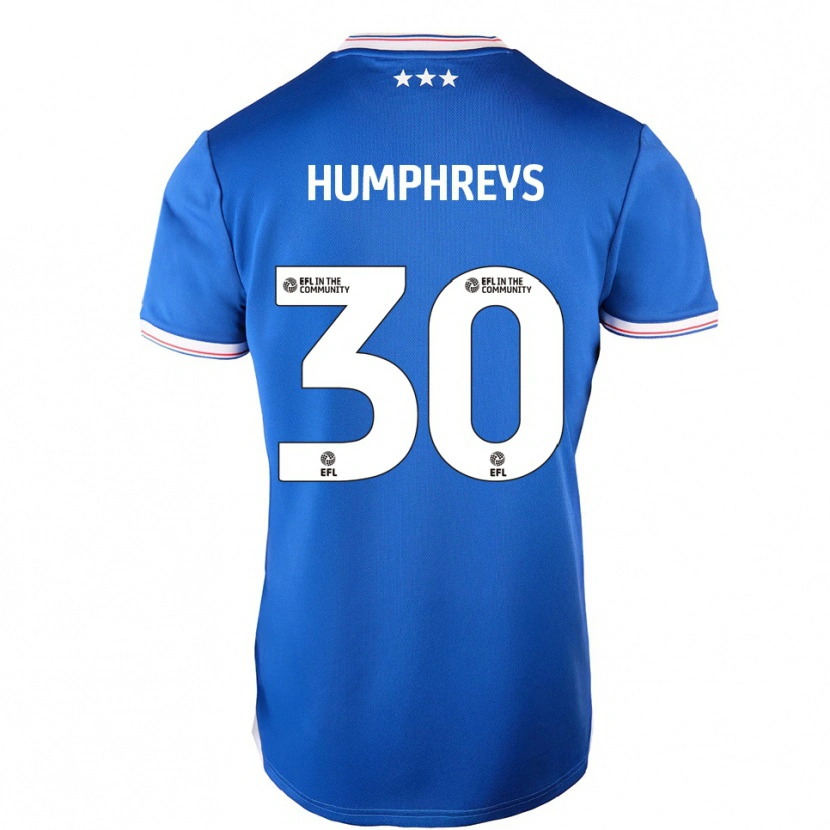Danxen Børn Cameron Humphreys #30 Blå Hvid Hjemmebane Spillertrøjer 2025/26 Trøje T-Shirt