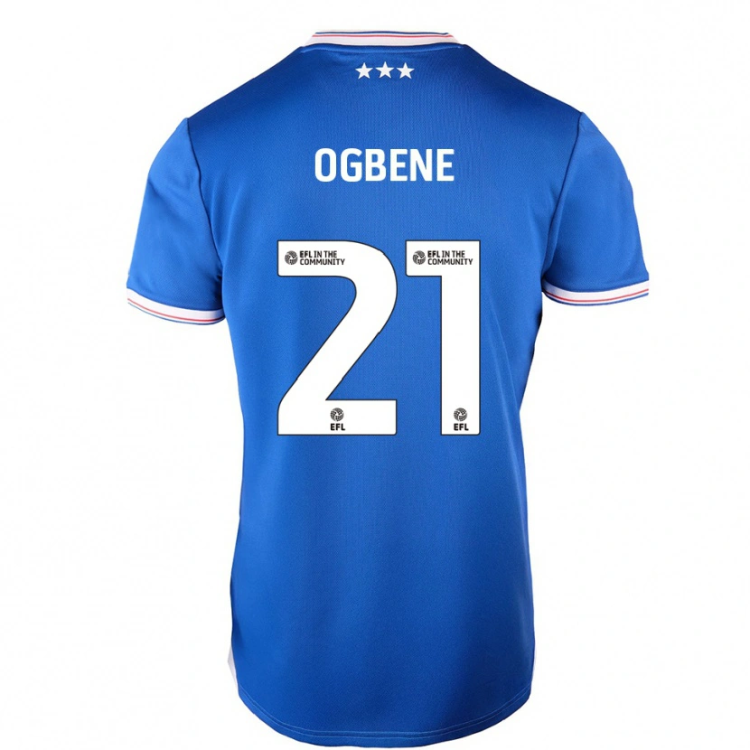 Danxen Børn Chiedozie Ogbene #21 Blå Hvid Hjemmebane Spillertrøjer 2025/26 Trøje T-Shirt