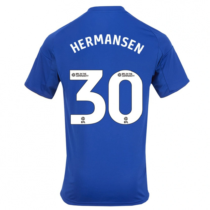 Danxen Børn Mads Hermansen #30 Blå Guld Hjemmebane Spillertrøjer 2025/26 Trøje T-Shirt