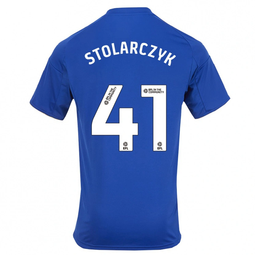 Danxen Børn Jakub Stolarczyk #41 Blå Guld Hjemmebane Spillertrøjer 2025/26 Trøje T-Shirt