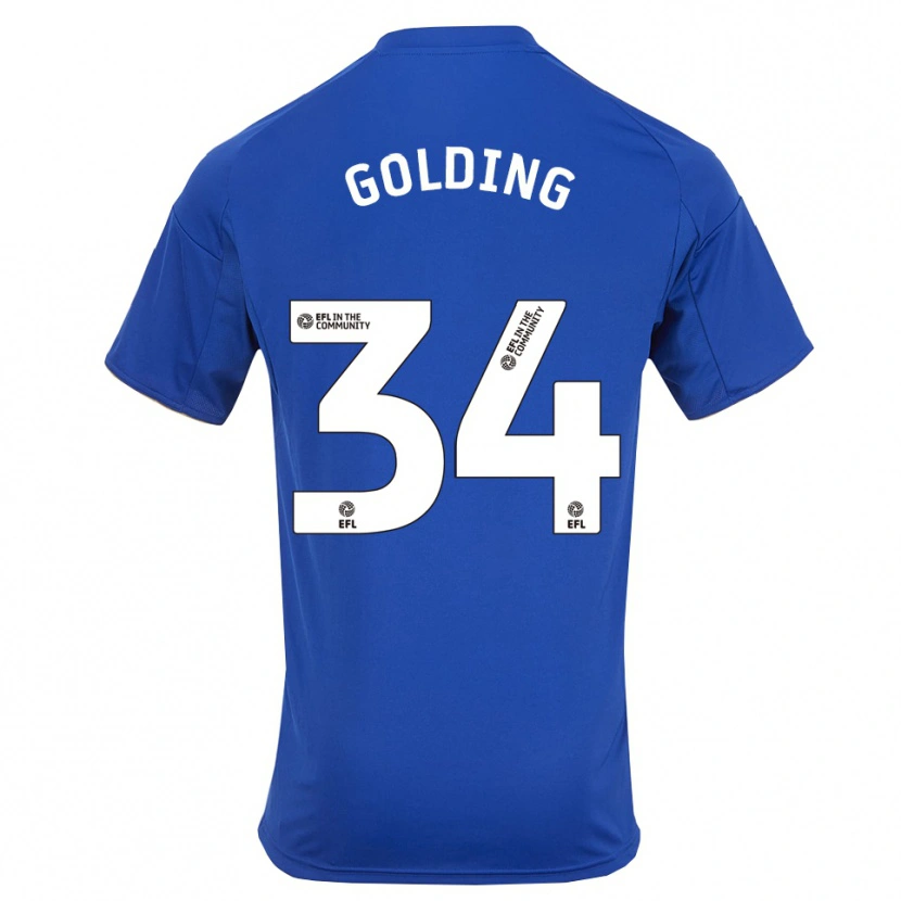 Danxen Børn Michael Golding #34 Blå Guld Hjemmebane Spillertrøjer 2025/26 Trøje T-Shirt
