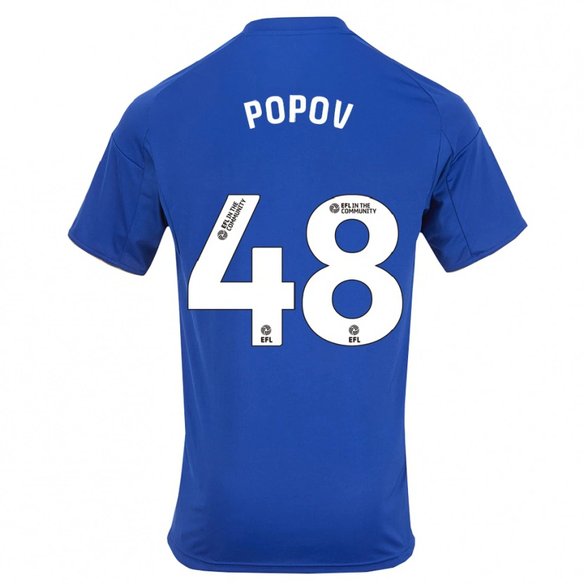 Danxen Børn Chris Popov #48 Blå Guld Hjemmebane Spillertrøjer 2025/26 Trøje T-Shirt