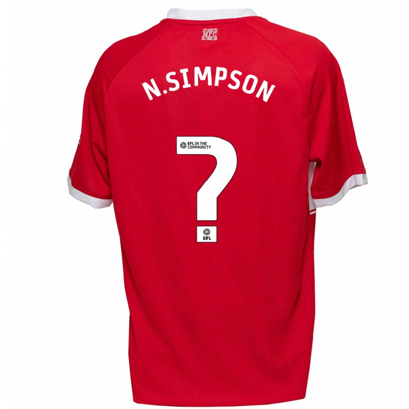 Danxen Børn Nathan Simpson #0 Rød Hvid Hjemmebane Spillertrøjer 2025/26 Trøje T-Shirt