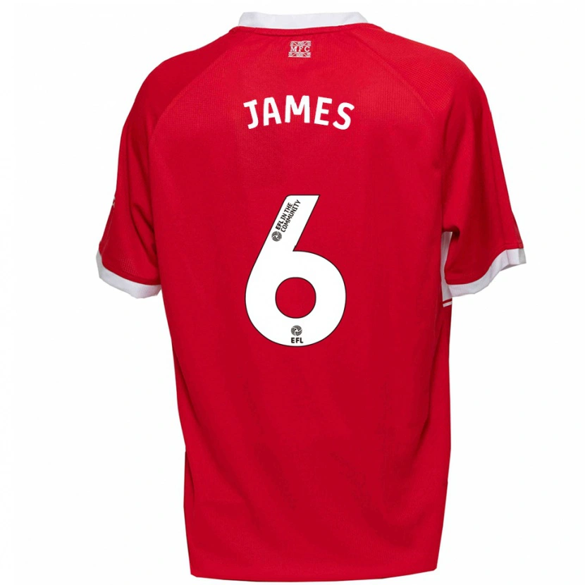 Danxen Børn Daniel James #6 Rød Hvid Hjemmebane Spillertrøjer 2025/26 Trøje T-Shirt