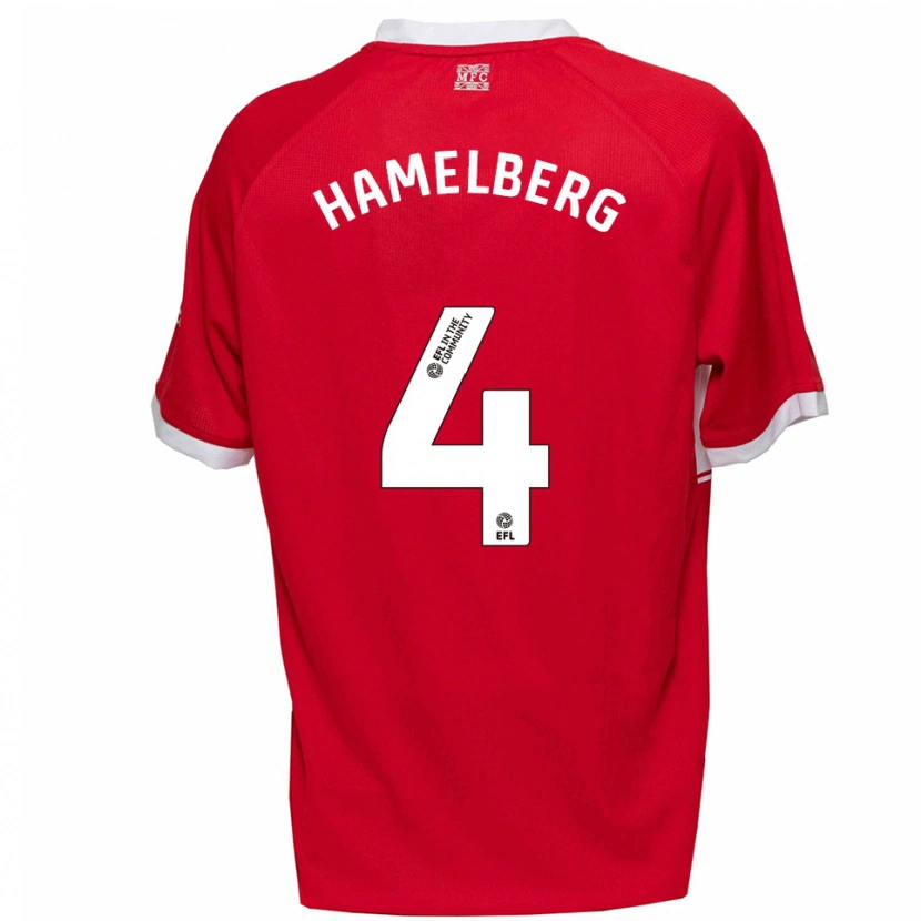 Danxen Børn Eric Hamelberg #4 Rød Hvid Hjemmebane Spillertrøjer 2025/26 Trøje T-Shirt
