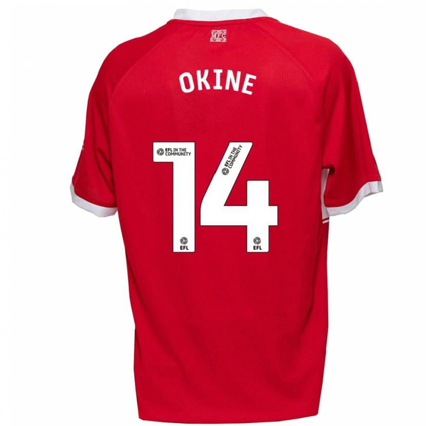 Danxen Børn William Okine #14 Rød Hvid Hjemmebane Spillertrøjer 2025/26 Trøje T-Shirt