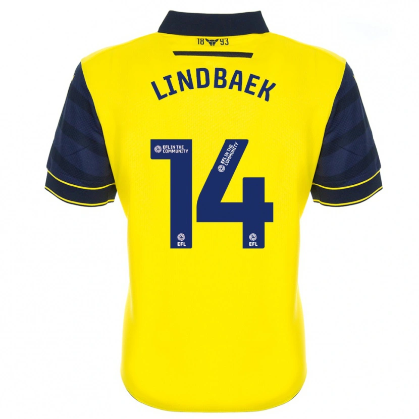 Danxen Børn Adele Lindbaek #14 Gul Marine Hjemmebane Spillertrøjer 2025/26 Trøje T-Shirt