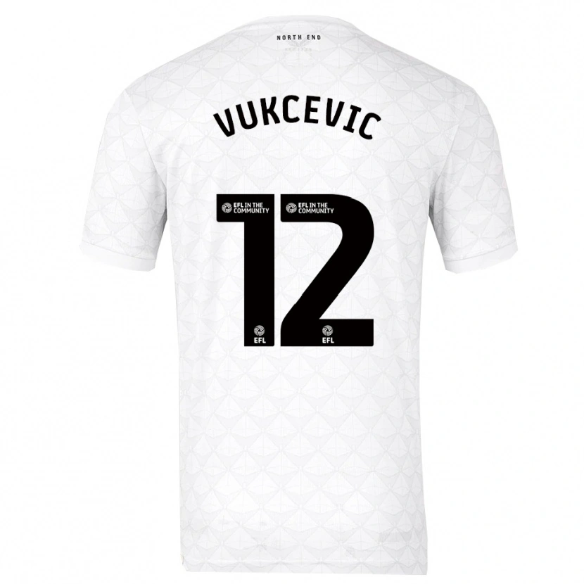 Danxen Børn Andrija Vukcevic #12 Hvid Rød Hjemmebane Spillertrøjer 2025/26 Trøje T-Shirt