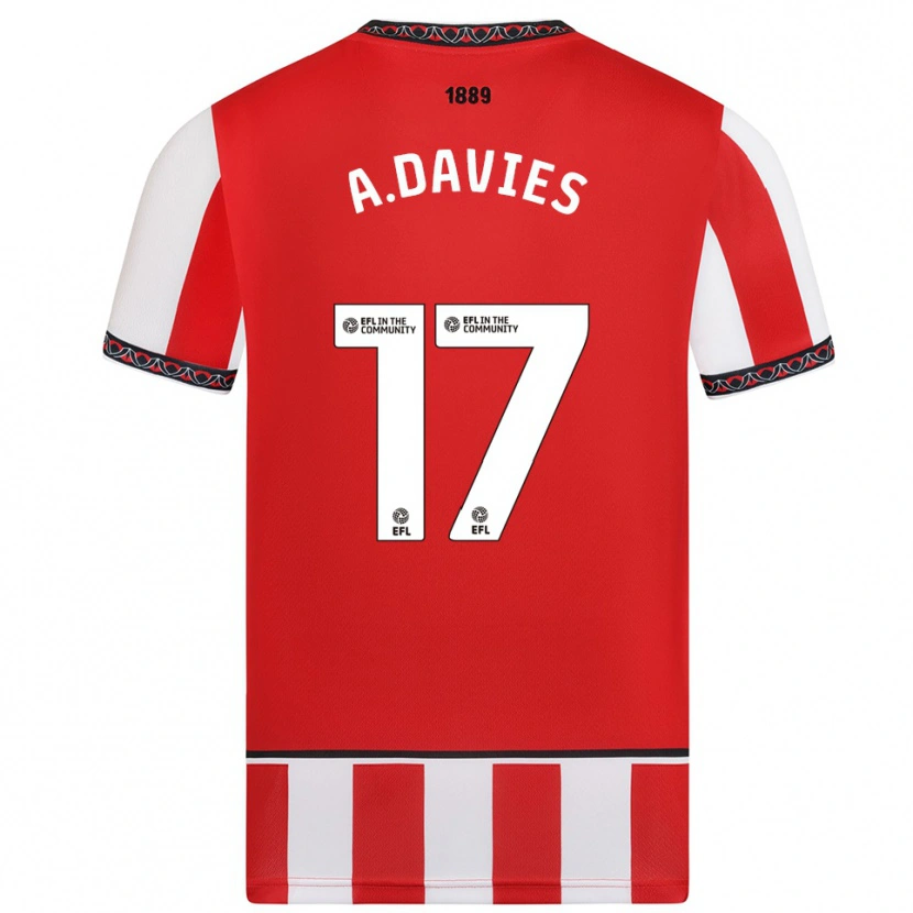 Danxen Børn Adam Davies #17 Rød Hvid Hjemmebane Spillertrøjer 2025/26 Trøje T-Shirt