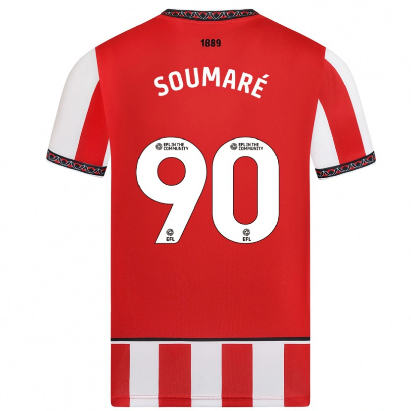Danxen Børn Djibril Soumaré #90 Rød Hvid Hjemmebane Spillertrøjer 2025/26 Trøje T-Shirt