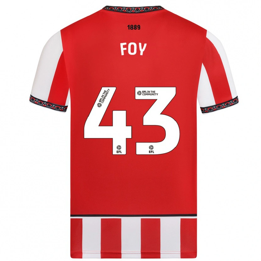 Danxen Børn Gus Foy #43 Rød Hvid Hjemmebane Spillertrøjer 2025/26 Trøje T-Shirt