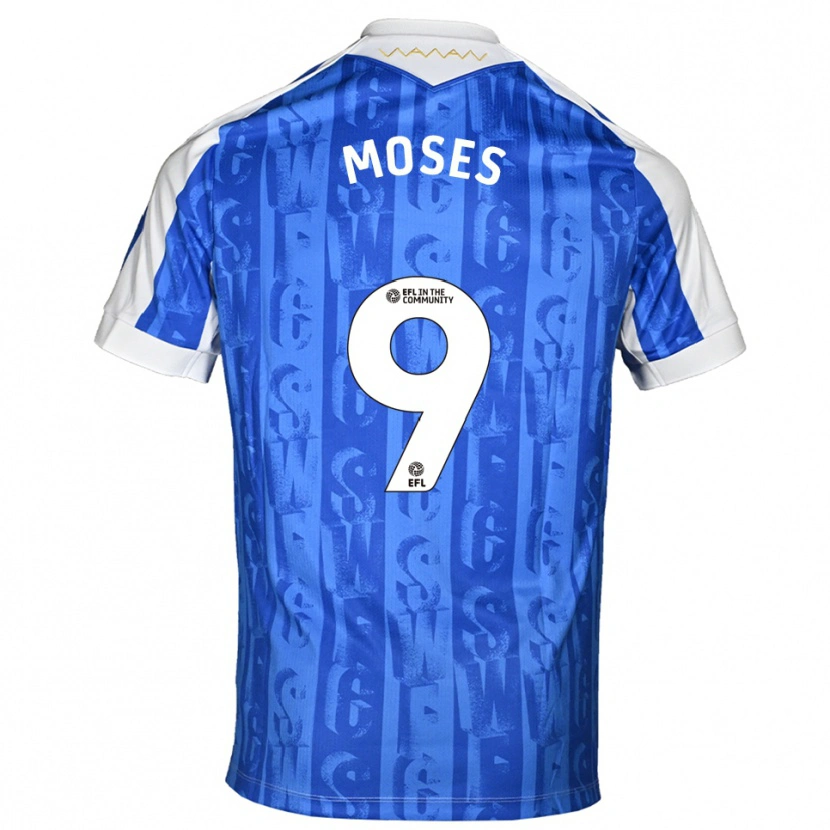 Danxen Børn Devlan Moses #9 Blå Hvid Hjemmebane Spillertrøjer 2025/26 Trøje T-Shirt