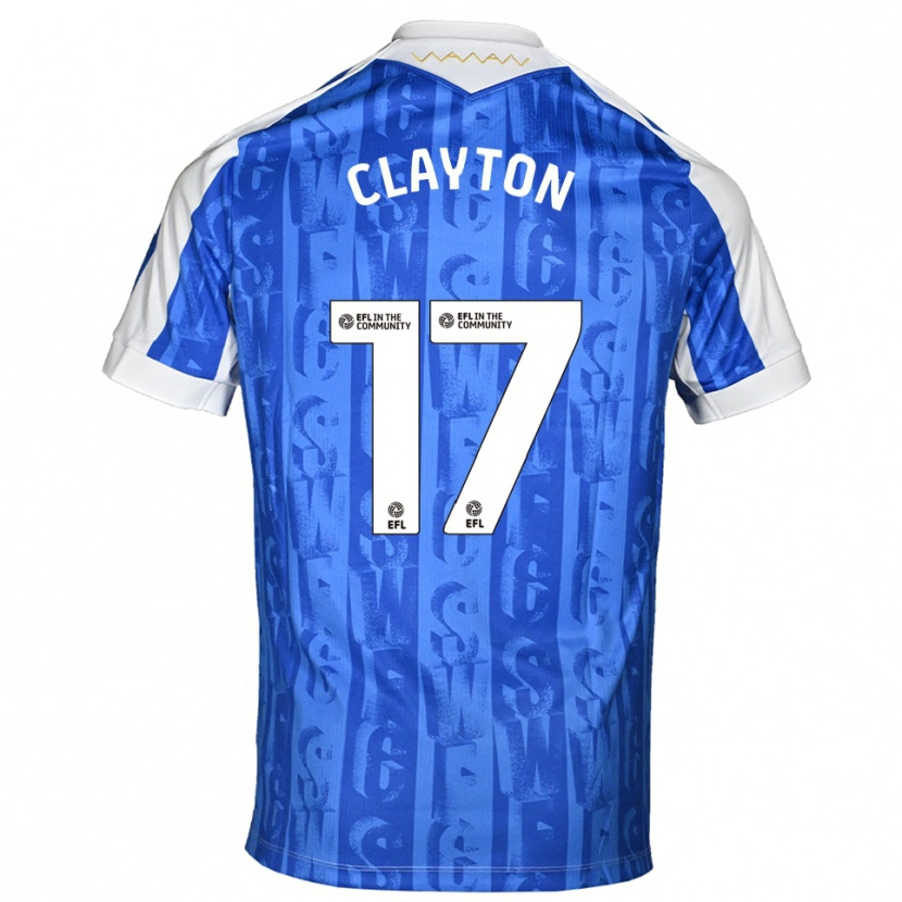 Danxen Børn Liam Clayton #17 Blå Hvid Hjemmebane Spillertrøjer 2025/26 Trøje T-Shirt