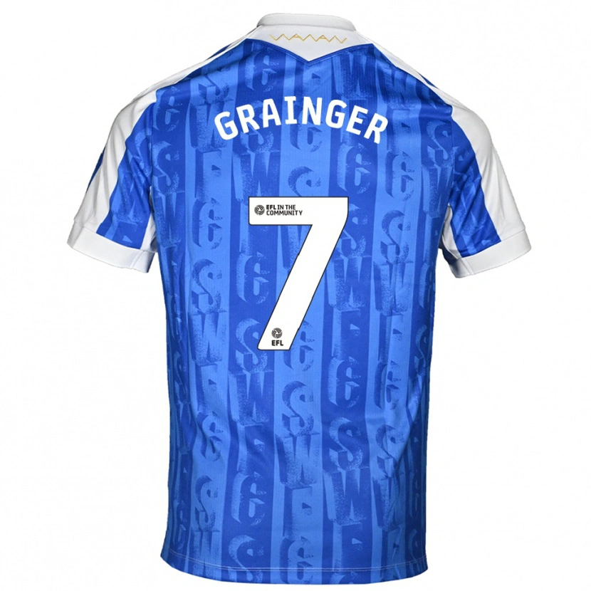 Danxen Børn William Grainger #7 Blå Hvid Hjemmebane Spillertrøjer 2025/26 Trøje T-Shirt