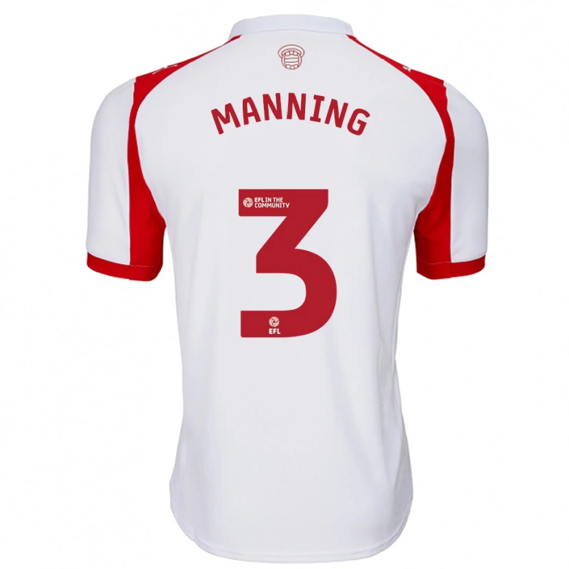 Danxen Børn Ryan Manning #3 Hvid Rød Hjemmebane Spillertrøjer 2025/26 Trøje T-Shirt