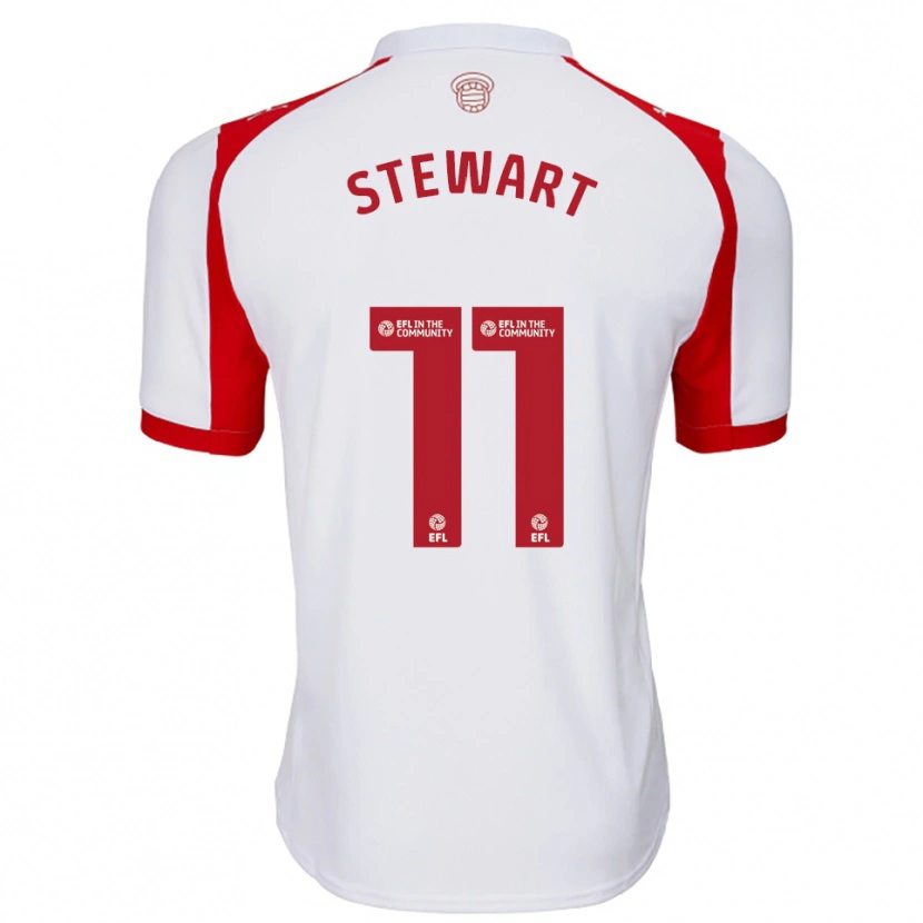 Danxen Børn Ross Stewart #11 Hvid Rød Hjemmebane Spillertrøjer 2025/26 Trøje T-Shirt