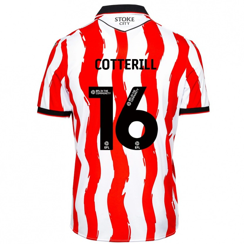 Danxen Børn Alex Cotterill #16 Hvid Rød Hjemmebane Spillertrøjer 2025/26 Trøje T-Shirt