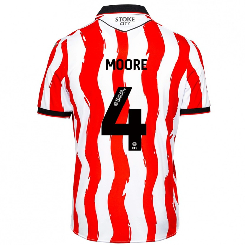 Danxen Børn Sidney Moore #4 Hvid Rød Hjemmebane Spillertrøjer 2025/26 Trøje T-Shirt
