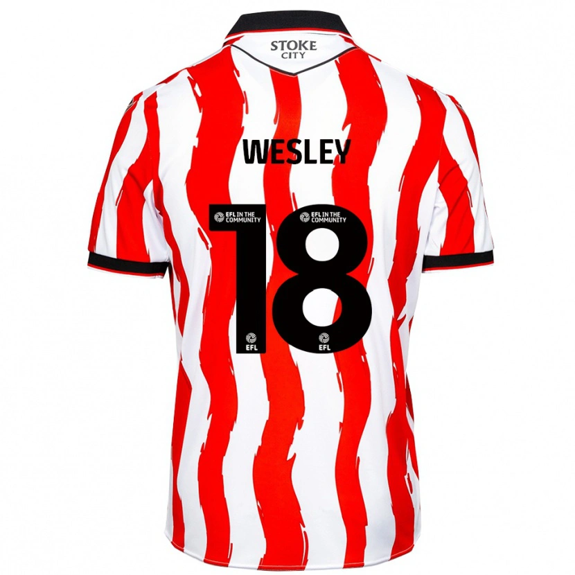 Danxen Børn Wesley Moraes #18 Hvid Rød Hjemmebane Spillertrøjer 2025/26 Trøje T-Shirt
