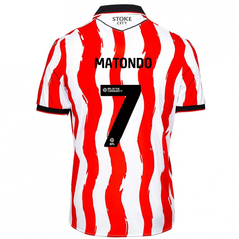 Danxen Børn Japhet Matondo #7 Hvid Rød Hjemmebane Spillertrøjer 2025/26 Trøje T-Shirt