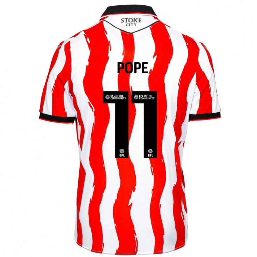 Danxen Børn Ollie Pope #11 Hvid Rød Hjemmebane Spillertrøjer 2025/26 Trøje T-Shirt