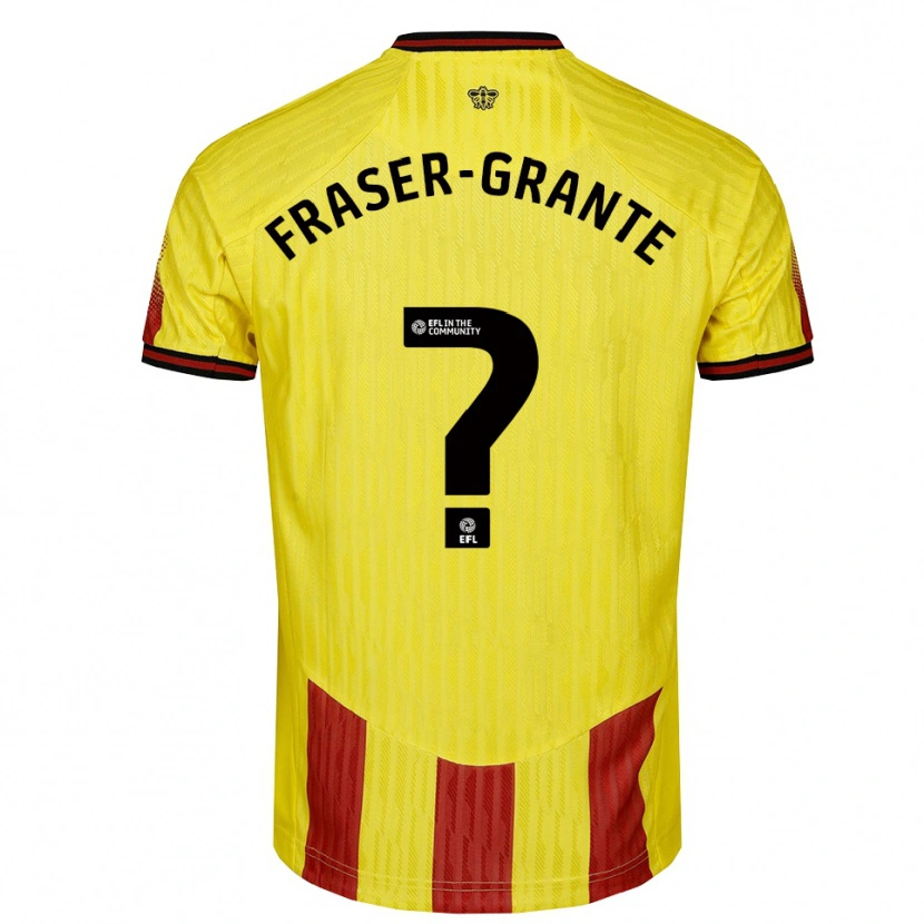 Danxen Børn Zak Fraser-Grante #0 Gul Rød Hjemmebane Spillertrøjer 2025/26 Trøje T-Shirt