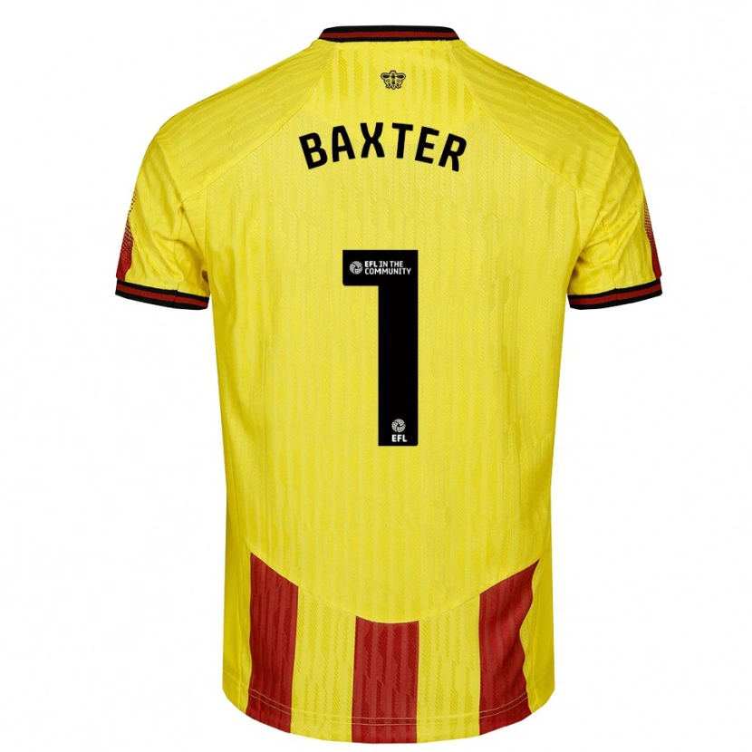 Danxen Børn Nathan Baxter #1 Gul Rød Hjemmebane Spillertrøjer 2025/26 Trøje T-Shirt