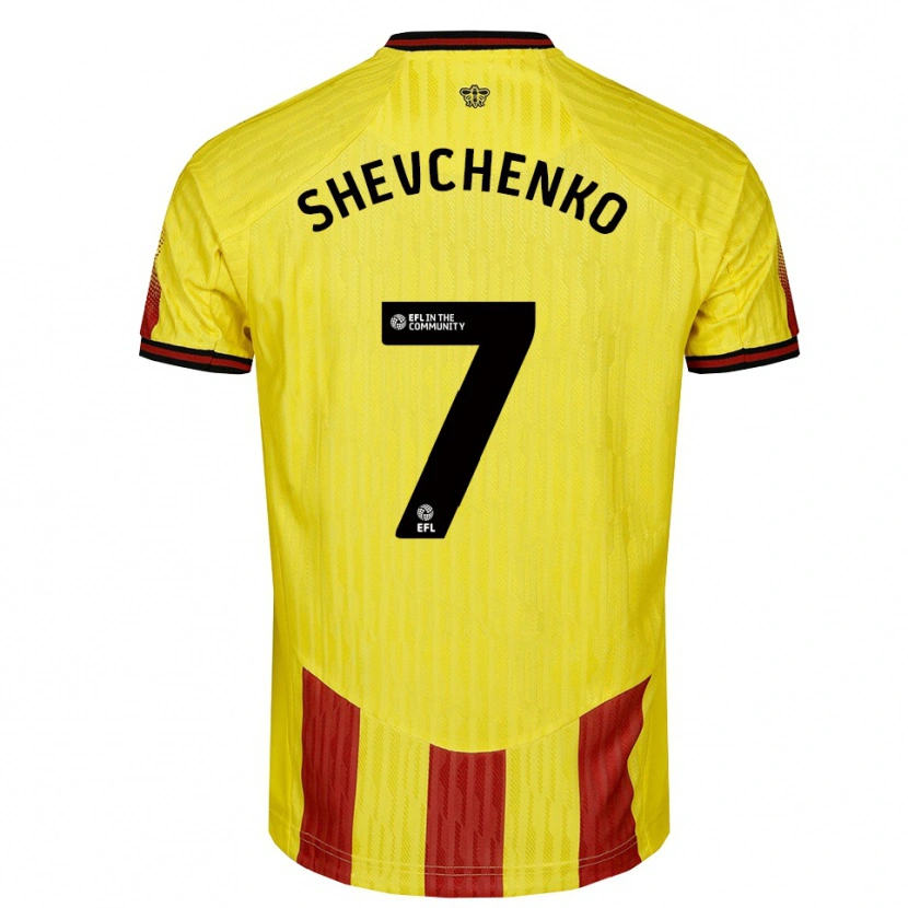 Danxen Børn Kristian Shevchenko #7 Gul Rød Hjemmebane Spillertrøjer 2025/26 Trøje T-Shirt