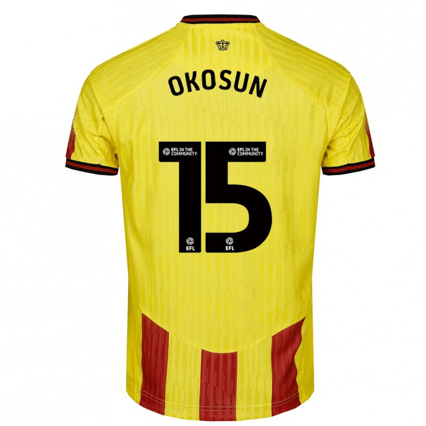 Danxen Børn Nickson Okosun #15 Gul Rød Hjemmebane Spillertrøjer 2025/26 Trøje T-Shirt
